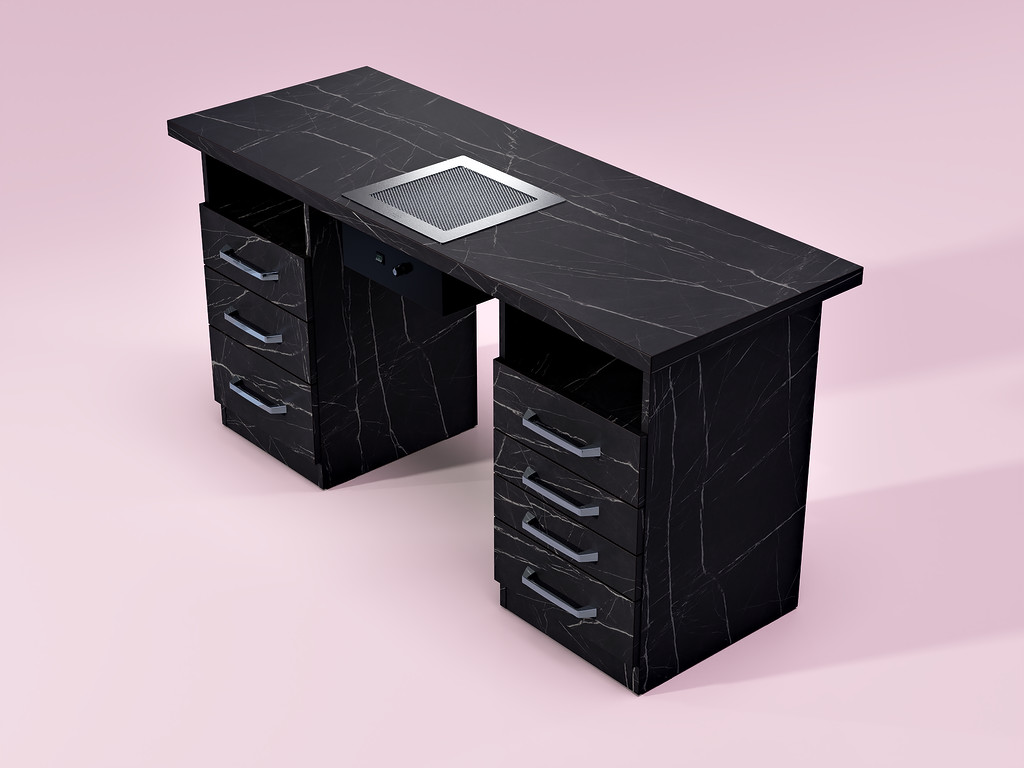 Anna ネイルテーブル Simple Nail Desk With Dust Collector & Shelves For