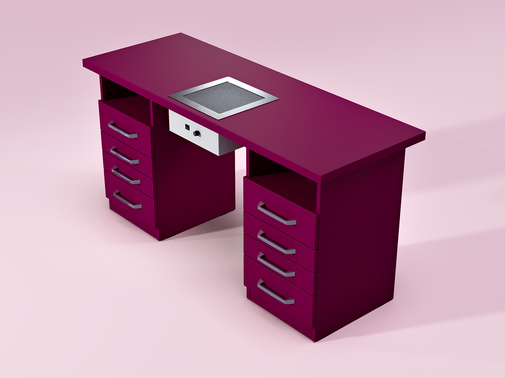 Anna ネイルテーブル Simple Nail Desk With Dust Collector & Shelves For