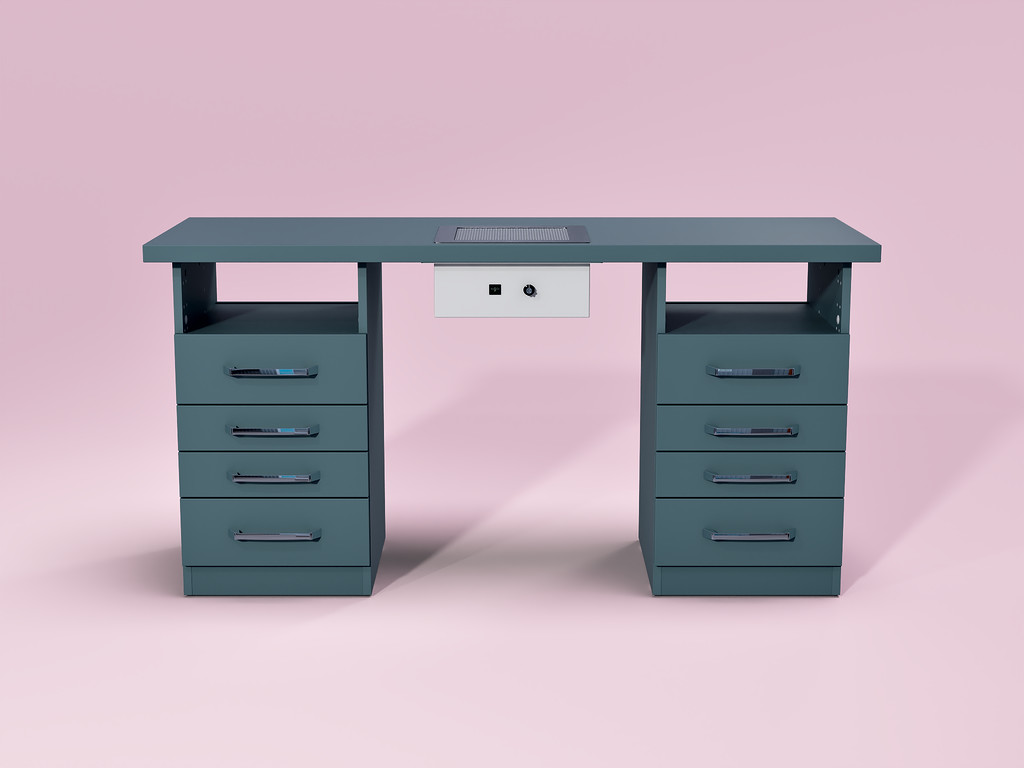 Anna ネイルテーブル Simple Nail Desk With Dust Collector & Shelves For